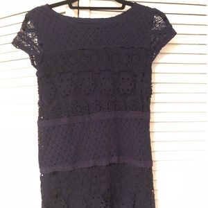 Navy Lace Shift Dress